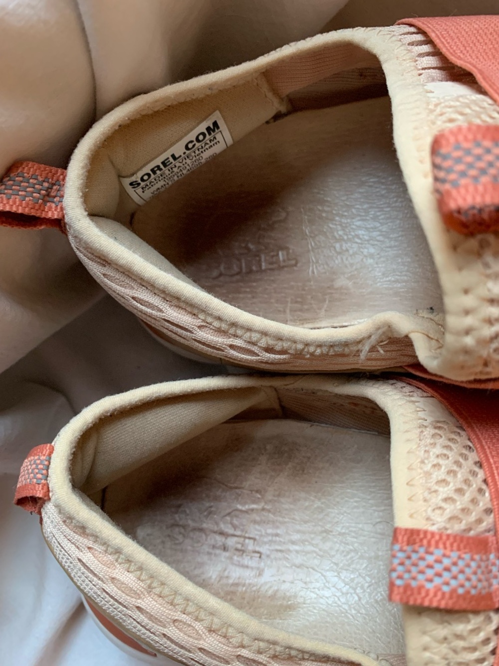 Sorel women's 'Kinetic Impact Strap Sneakers' in beige & peach - Picture 9 of 11